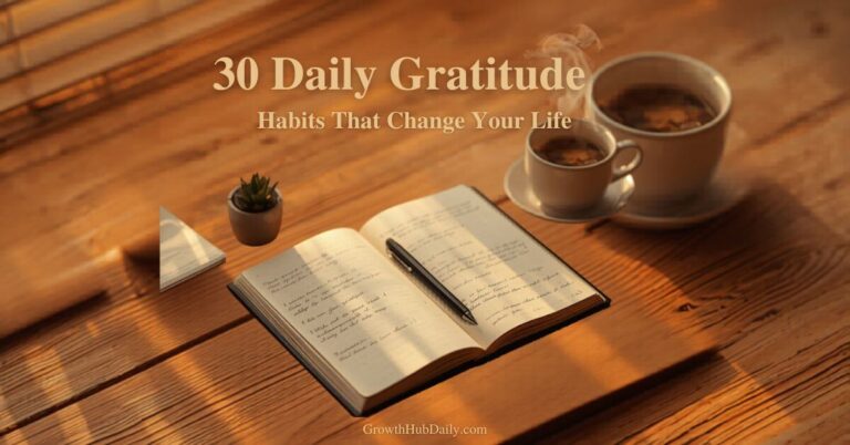 30 daily gratitude habits journal morning light GrowthHubDaily