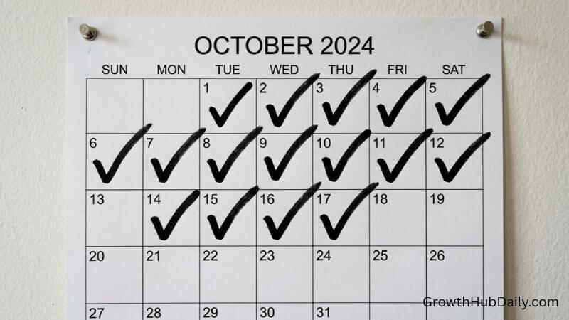 Visual habit tracker calendar showing daily habits that stick streak