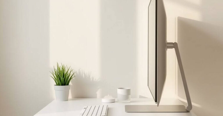 clean minimal desk representing minimalism for personal growth