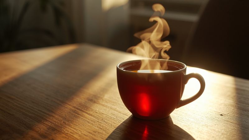 A warm steaming tea cup in morning light representing the peaceful daily ritual of how to start a gratitude journal each day
