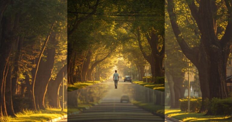 person walking on peaceful path to accept yourself and move forward