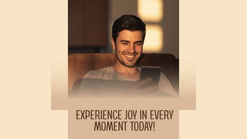 man smiling at phone after receiving job offer showing progress of accepting yourself and moving forward